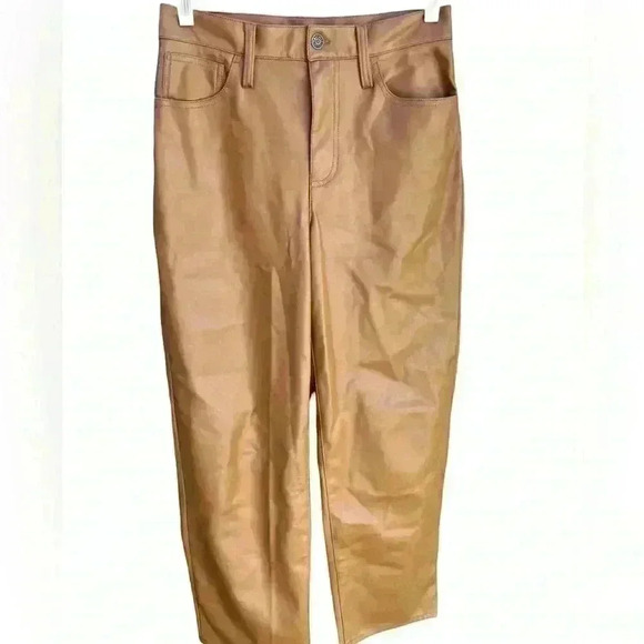 MADEWELL The Perfect Vintage Wide-Leg Pant Faux Leather Edition Tan - Picture 3 of 14